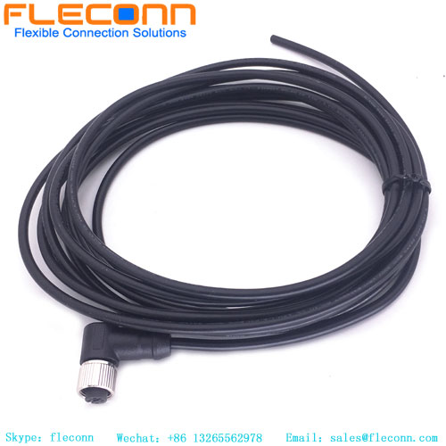 M12 4 Pin Right Angle Female Connector Cable