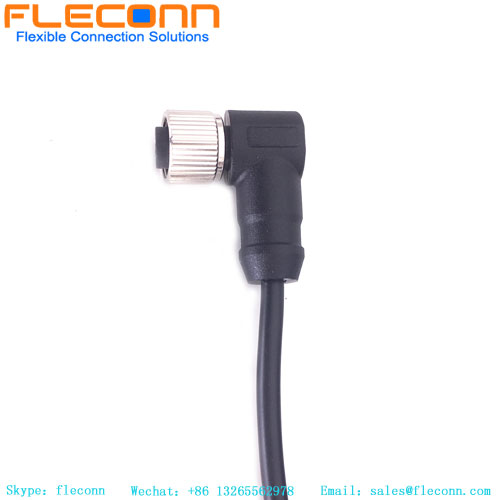 M12 4 Pin Connector Cable，90 degrees Angle Female Overmolding cable
