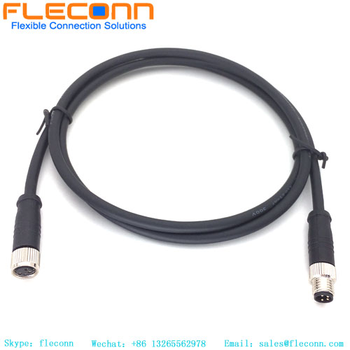 M8 4 Pin Male To Female Cable, IP67 Waterproof Rating Connector Cable