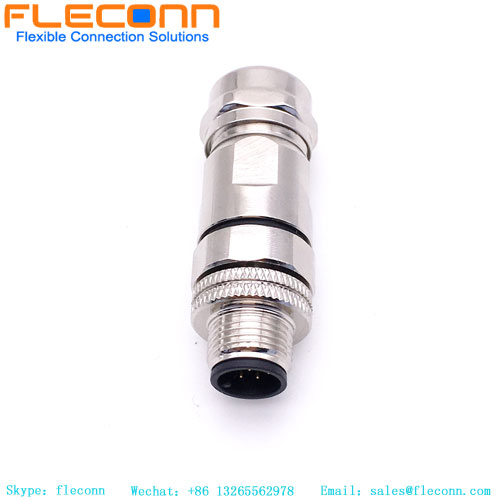 M12 8 Pin Male Connector, A Coded Waterproof Metal Shell Connector