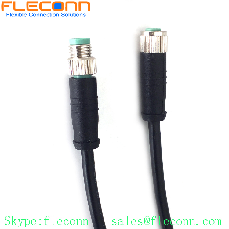 M8 B-code 5-Pole Male Cable, Straight Molded Connector Cable