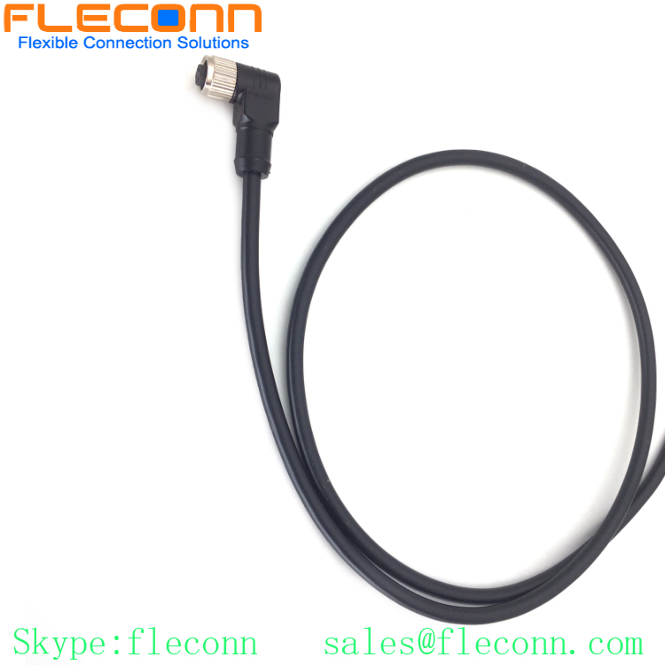 M8 5 Pin Female Right Angle Connector Cable, B-code, IP67 Waterproof Rating