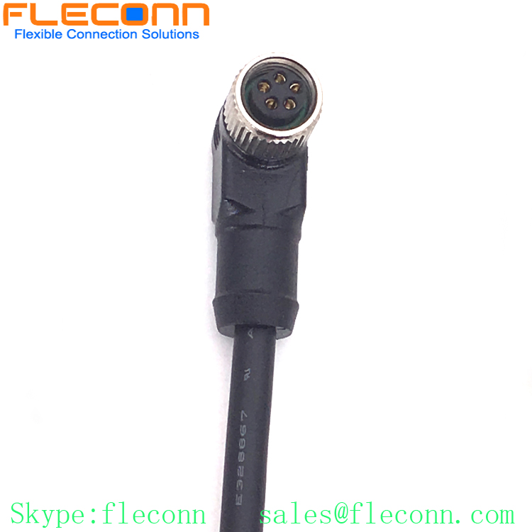 M8 B-coding 5 Position Sensor Cable, Right Angle Molded Female Connector Cable Assembly