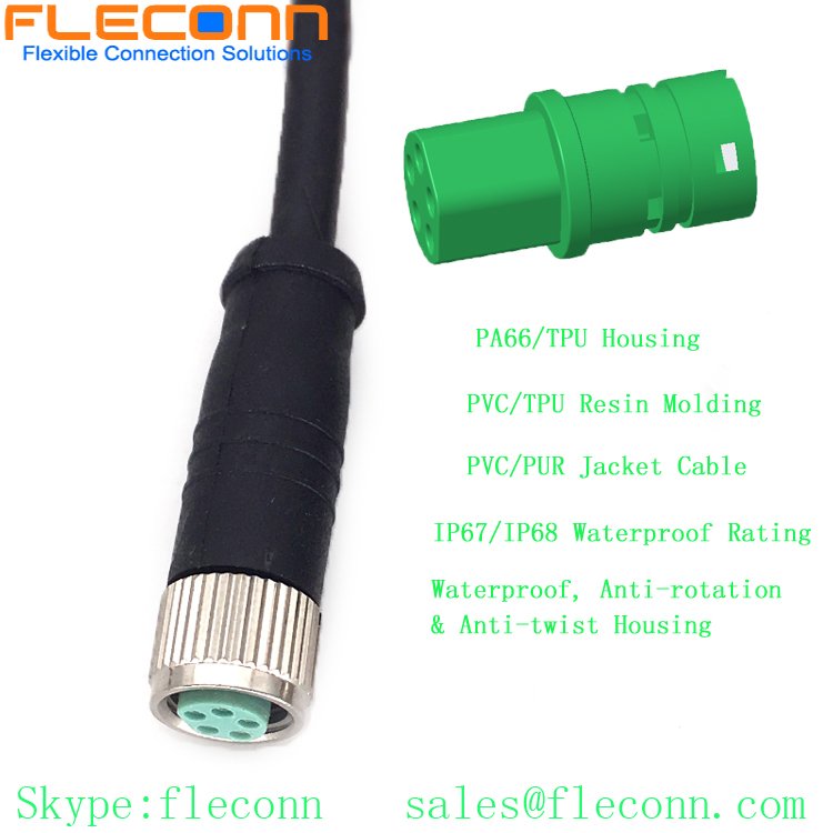 M8 B-coded 5-Position Female Straight Single Ended Cable Cordset
