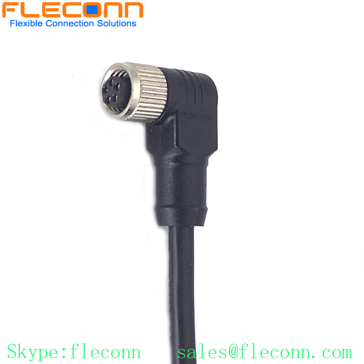 M8 90 Degree Angle Cable, 5P 5 Pin Female Connector, Unshielded PVC Jacket Cable