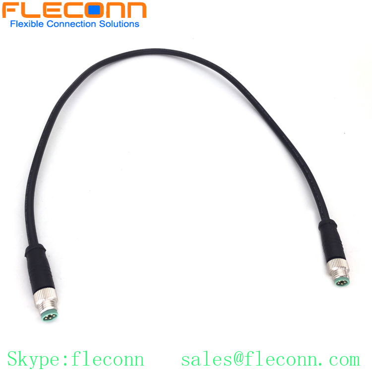 M8 B-code 5-Pole Male Cable, Straight Molded Connector Cable