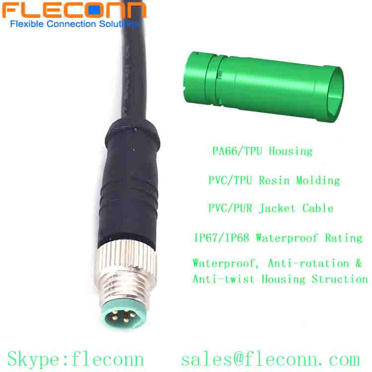 M8 B-coded 5 Pin Male to Male, Female to Female Double Ended Cable Cordsets Cable