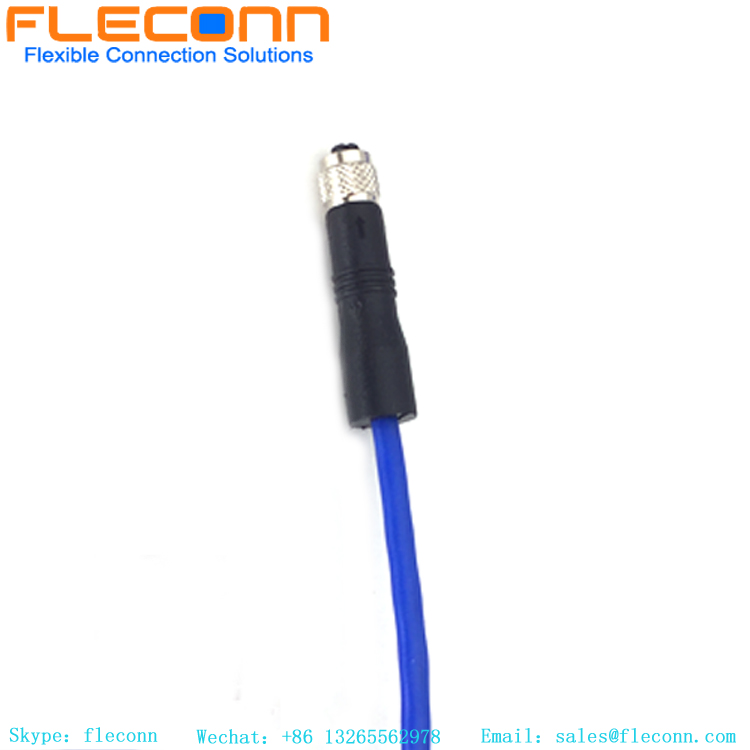 M5 Female Cable, 4 Positions, 26AWGx4C PVC Jacket Cable