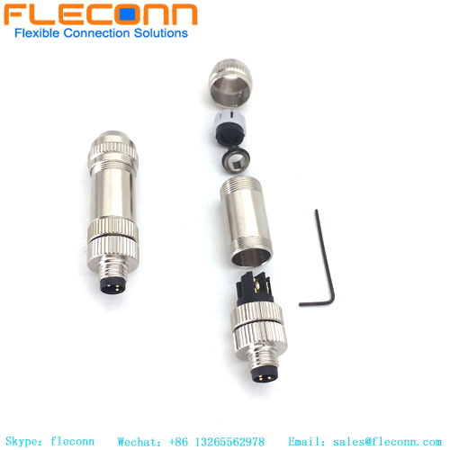 Field Wireable M8 Connector, Metal Shielded
