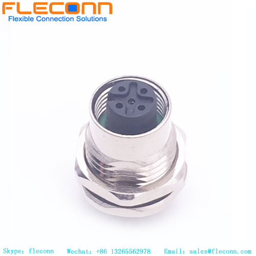 M12 Connector PCB Mount, 3 4 5 6 8 12 17 Pin A-coded Female Receptacle