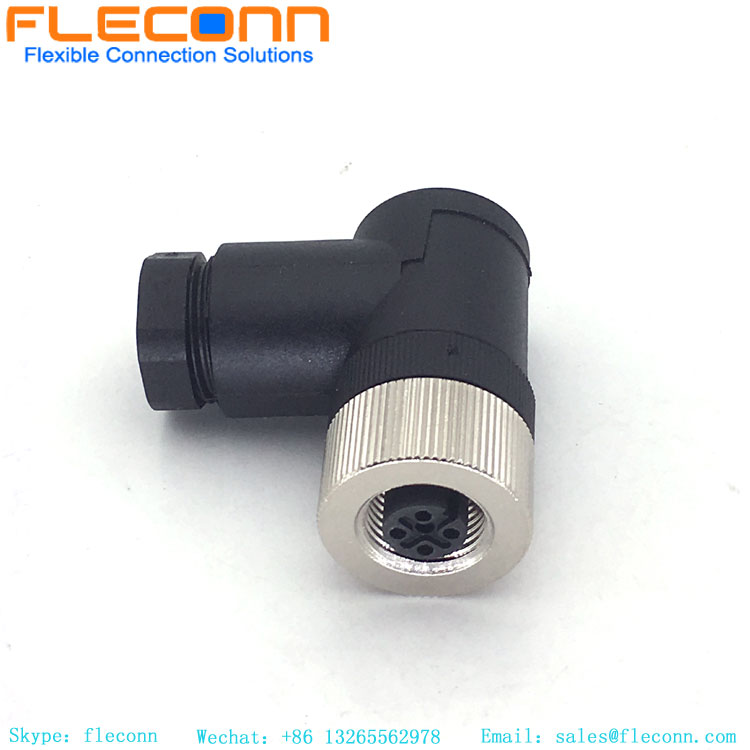 M12 Connector 5 Pin, Plastic Shell, Right Angle