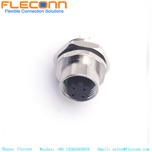 M12 4 Pin D-Coded Panel Mount Connector