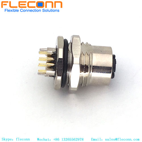 Front Fastened 8 Pin X-coded Female M12 Connector PCB Mount