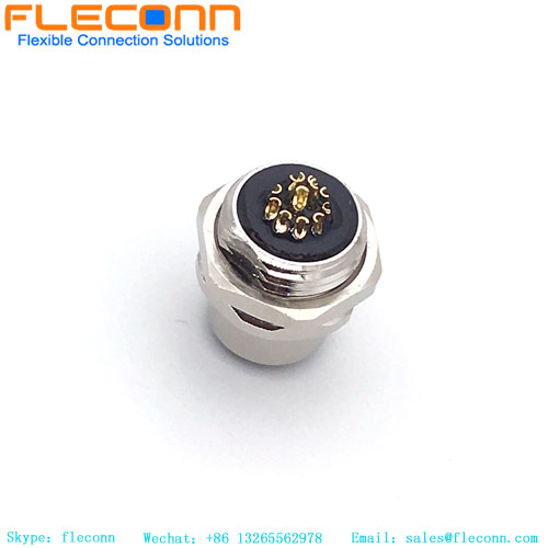 M12 8 Pole Rear Fastening Thread Panel Mount Connector