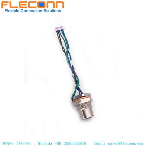 M8 6 Pin Female Panel Connector Front Side Fastening End with JST Connectors Wire Harness M8 6 Pin Female Panel Connector Front Side Fastening End with JST Connectors Wire Harness
