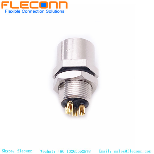 M8 4 Pin A-coded Front Fastened Connector