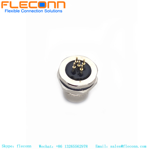M12 5 Pin Rear Mount Connector With PCB Contacts M12 5 Pin Rear Mount Connector With PCB Contacts