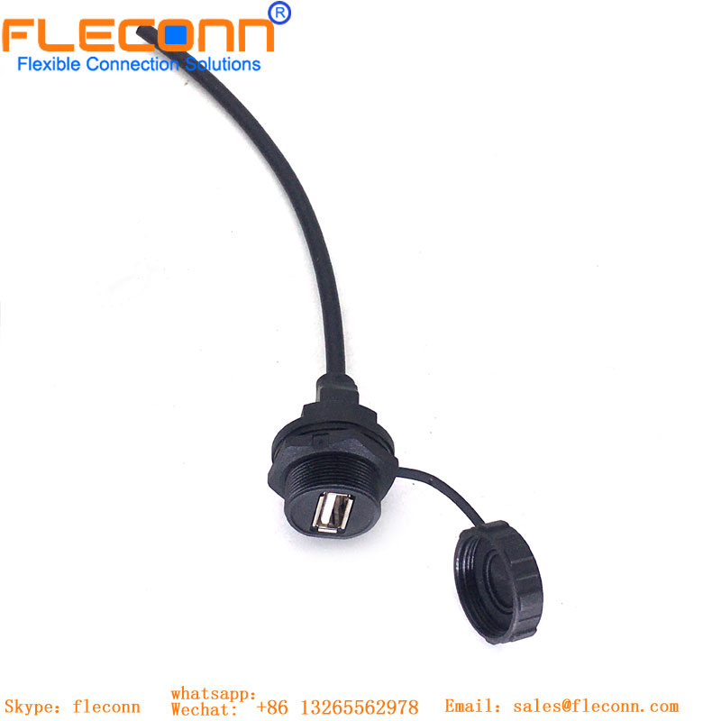 USB2.0 Female Back Mount Receptacle Overmolded Cable（Threaded）