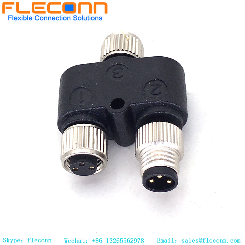 m8 B Coded 3 Pin Field-Attachable Connector Straight Plug